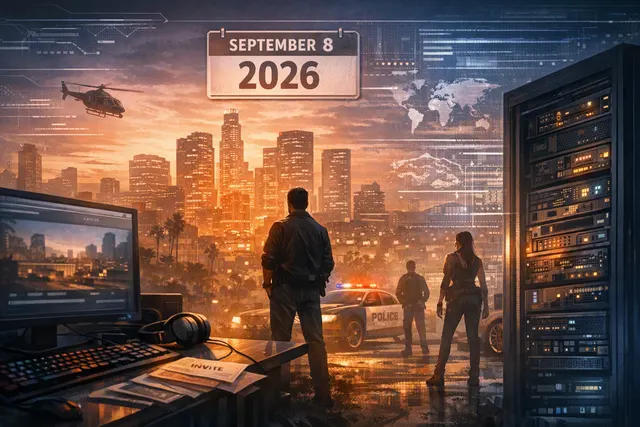 Editorial illustration representing Rockstar-backed nopixel V GTA 5 roleplay launching in an invite-only beta