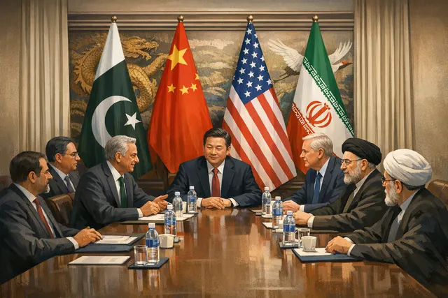 Xi Jinping and Shehbaz Sharif meeting in Beijing with diplomatic and economic corridor imagery