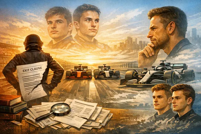Max Verstappen in Red Bull racing suit, concept image for F1 driver market speculation