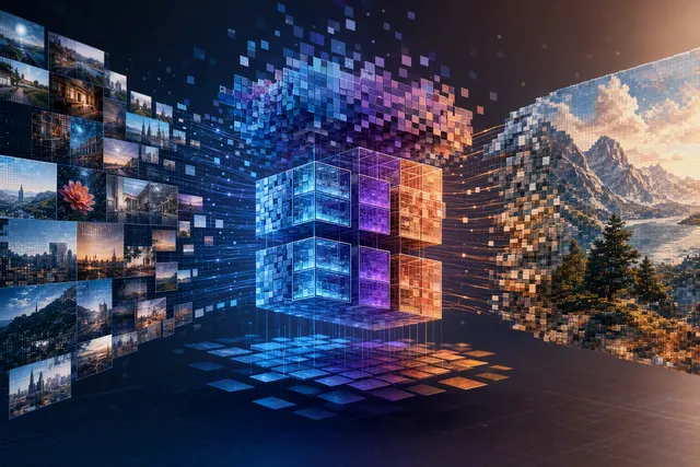 AI-generated editorial illustration accompanying an explanation of SenseNova U1.5 visual understanding and image generation