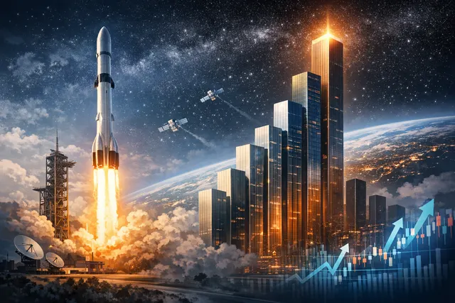 SpaceX SPCX stock chart or launch imagery representing the record-breaking IPO market debut
