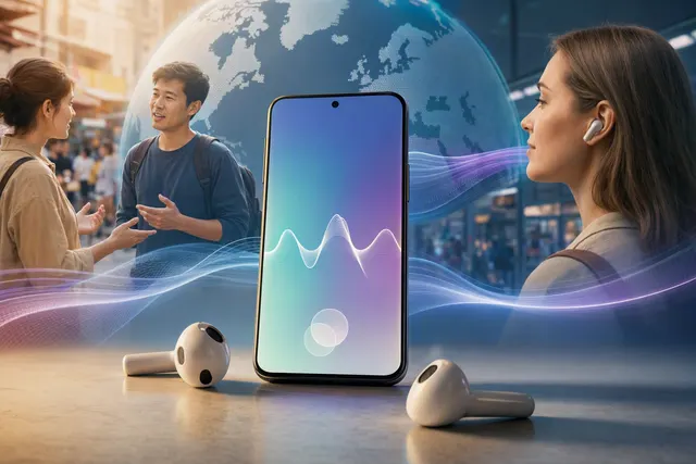 Illustration of a smartphone used for live audio translation