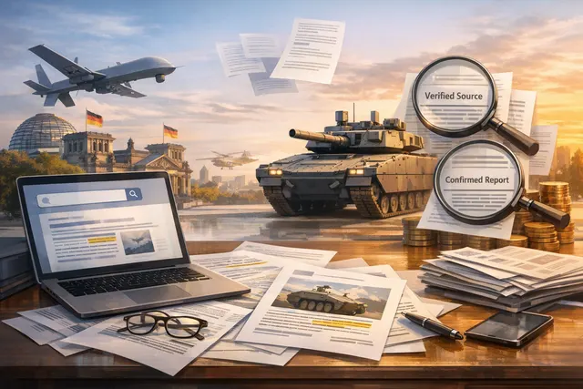 AI-generated editorial visual representing Stark Defence's €500 million funding round, loitering munitions, and European defence technology