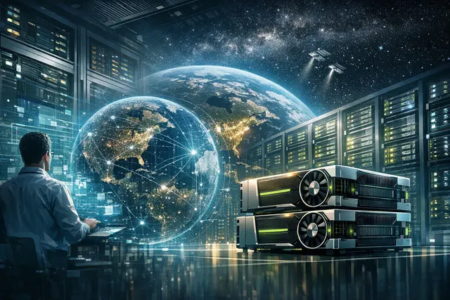 Illustration of AWS and NVIDIA expanding cloud AI infrastructure with millions of GPUs