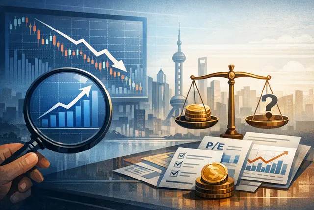 Editorial illustration of Tencent’s valuation and AI investment outlook after share-price weakness