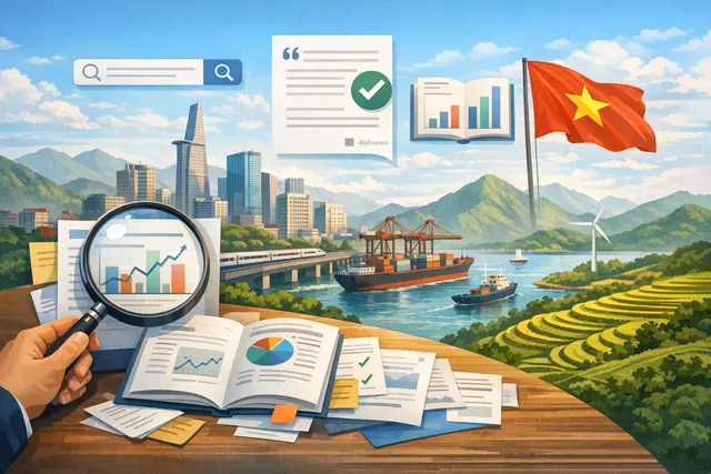 Illustration of Vietnam's economic growth chart and skyline