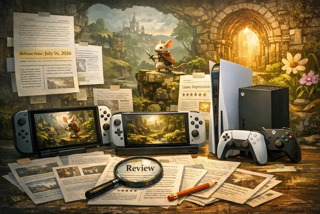 Moss: The Forgotten Relic key art featuring Quill the mouse in a storybook world