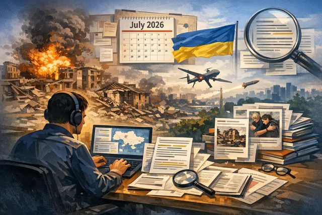 AI-generated editorial image depicting night-time explosions over a city skyline, representing the July 2026 Russian missile and drone attacks on Kyiv.