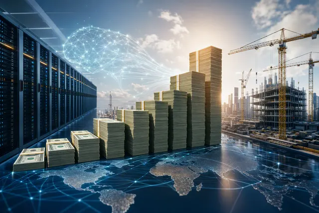 AI-generated editorial illustration accompanying an analysis of hyperscaler AI infrastructure spending
