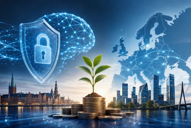 AI-generated editorial illustration for an article about Sovera Security’s sovereign cybersecurity platform and reported financing