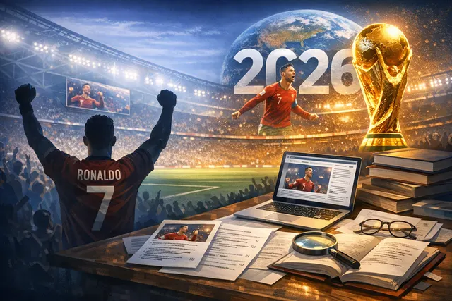 Cristiano Ronaldo celebrating a goal for Portugal at the 2026 FIFA World Cup