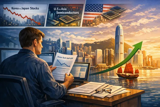 An abstract illustration of a stock market graph with a green upward arrow on the left and a red downward arrow on the right, symbolizing market movement and investment strategy.