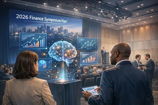 An abstract visualization of AI-driven financial planning showing data streams and decision nodes converging into a unified platform, representing Workday Adaptive Decision Intelli