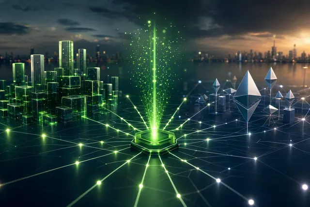 Editorial illustration representing Robinhood Chain’s debut and its connection to Ethereum