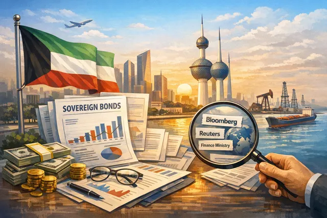 Financial chart showing bond pricing and oversubscription data alongside a map of Gulf pipeline routes bypassing the Strait of Hormuz