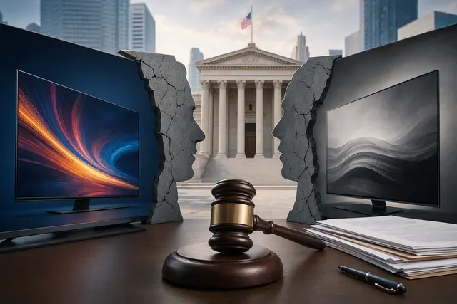 Illustration of television display technology and a legal dispute over Mini LED marketing