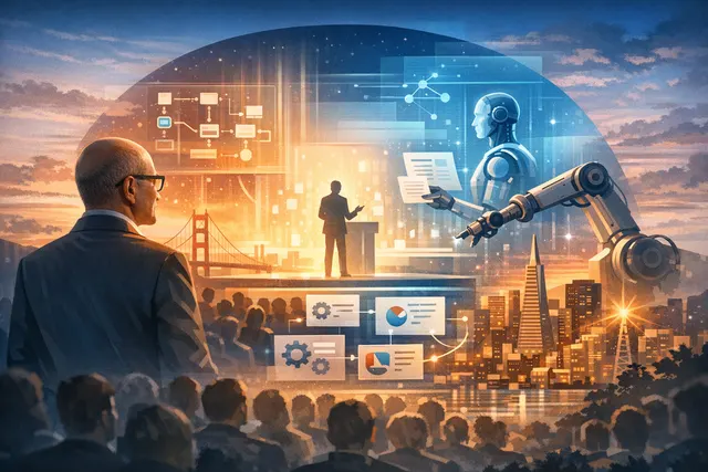 Futuristic rendering of a glowing microchip with illuminated circuit pathways, representing the shift to autonomous AI agents and Nvidia-powered Windows PCs at Microsoft Build 2026