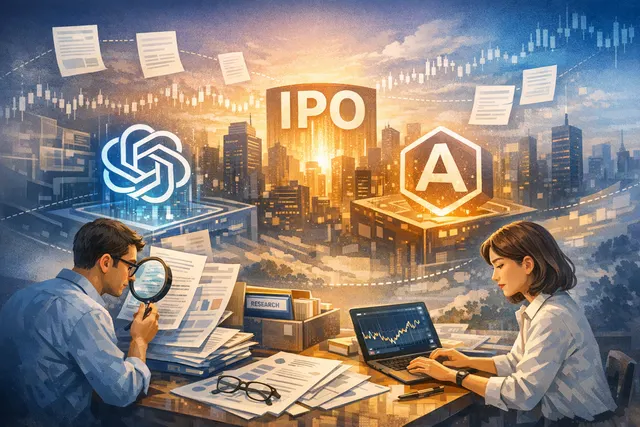 Digital abstract representing pre-IPO trading of OpenAI and Anthropic derivatives on broker platforms