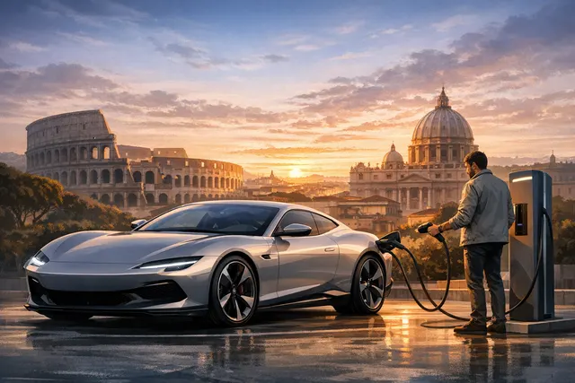 Ferrari Luce, the brand's first fully electric vehicle, a four-door electric grand tourer with an interior designed by Jony Ive.