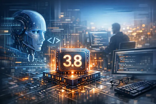 Abstract editorial illustration representing Google Gemini 3.8 Flash coding agents and AI software engineering