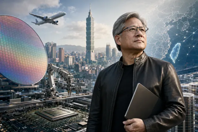 Illustration of Nvidia CEO pushing for AI chip production capacity from TSMC factories