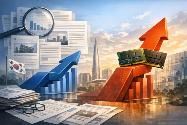 AI-generated conceptual image representing SK Hynix's market cap overtaking Samsung, with chip and data center motifs.