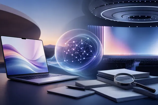 Concept illustration representing Apple's generative AI efforts and the genai.apple.com domain ahead of WWDC 2026