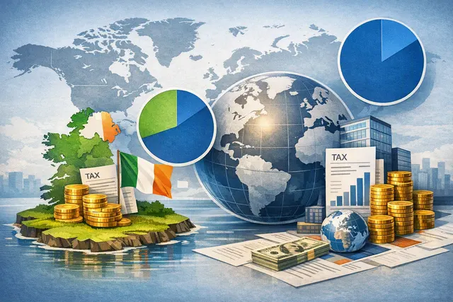 Editorial illustration about Apple’s $17.1 billion Irish tax payment and the EU back-tax dispute