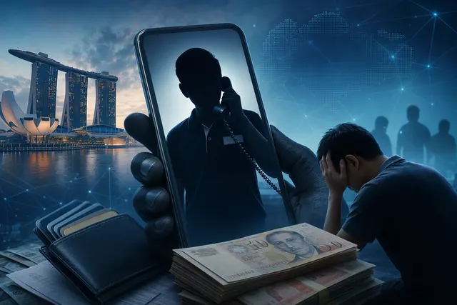 Illustration accompanying a warning about Harvey Norman impersonation scams in Singapore
