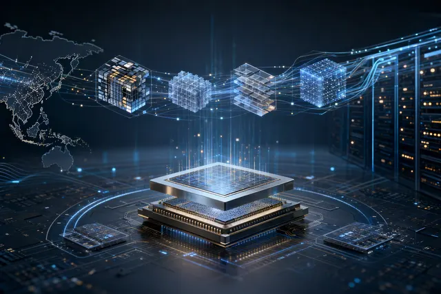 Illustrative view of AI software components and accelerator hardware connected in a computing system