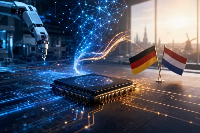 AI-generated conceptual illustration for the European AI chip design challenge