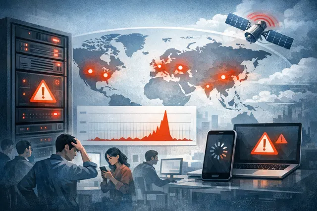 An editorial illustration of the Claude AI user interface displaying an error or outage message, symbolizing the June 17–18, 2026 service disruption.