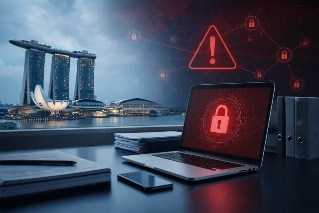 AI-generated editorial illustration accompanying coverage of the SmartHRMS cybersecurity incident