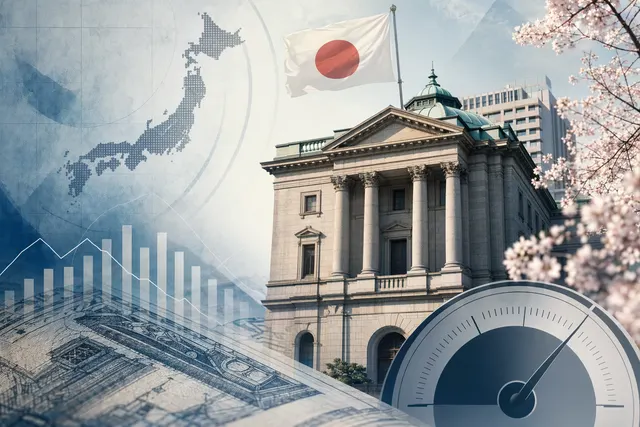 Bank of Japan policy meeting concept with yen and USD/JPY exchange rate chart