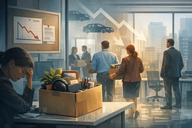 Editorial illustration representing Uber’s 3,300-job restructuring, flatter management structure and robotaxi strategy