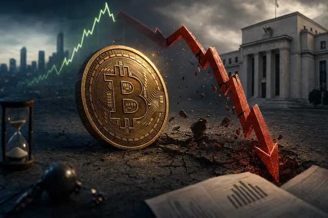 Conceptual illustration of Bitcoin market volatility after a rally stalls near $87,000