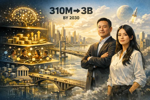 What is Binance's strategy for growing from 310 million to 3 billion verified users by 2030, and how does it plan to serve as a bridge betwe