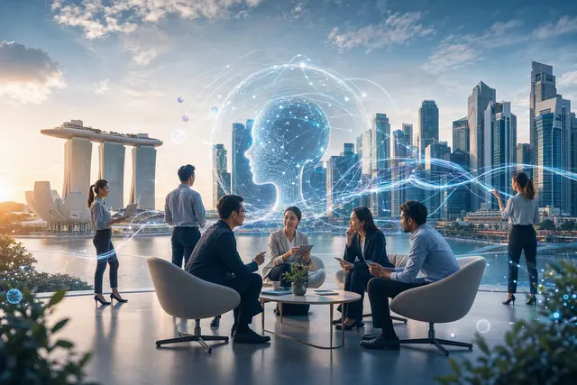 AI-generated editorial illustration about agentic AI adoption in Singapore and ASEAN