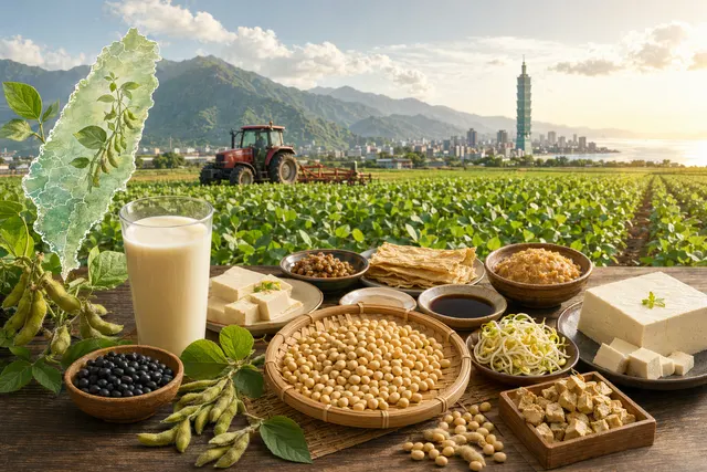Soybean plants growing in a Taiwanese field representing the revival of domestic soybean cultivation