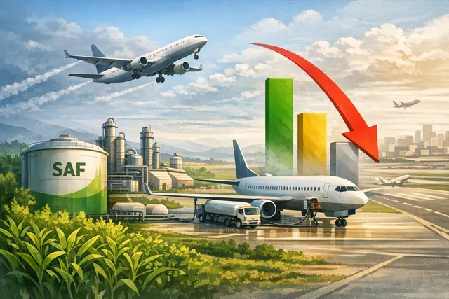 What did IATA project for sustainable aviation fuel (SAF) production in 2026, how does it compare to previous years and total aviation fuel