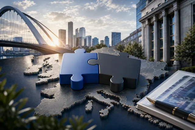 Illustration representing the Citi–BlackRock HPS European private credit partnership and €15 billion lending platform