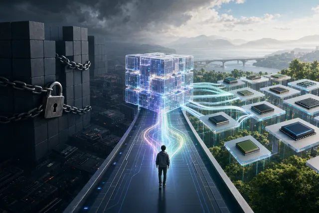 AI-generated editorial illustration for Qualcomm’s cross-chip AI software strategy