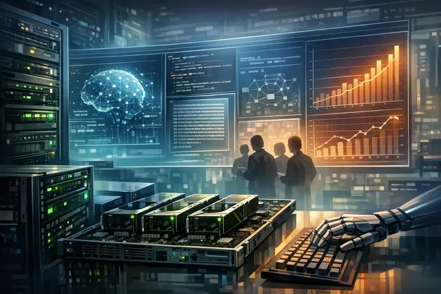 Abstract editorial illustration of AI inference hardware and long-context coding-agent workloads