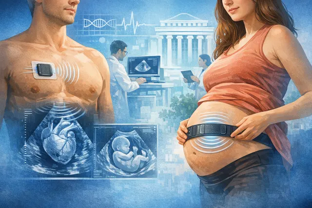 What two recently published wearable ultrasound devices could reshape cardiac care and prenatal monitoring, how does the MIT-developed, post
