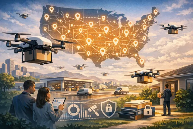 What is Amazon’s plan to expand its Prime Air drone delivery service to about 500 U.S. locales by the end of 2026—including its current and