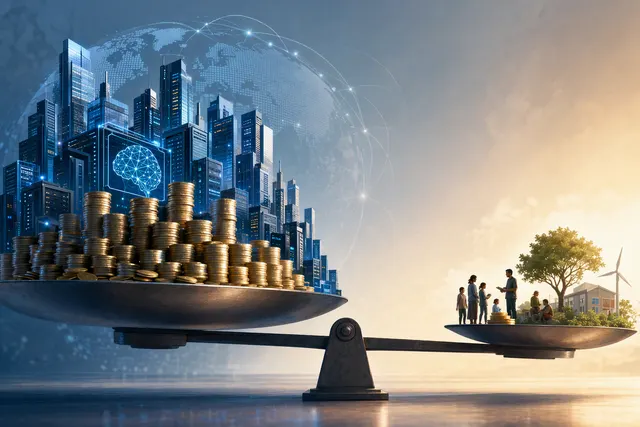 Illustration representing locally led artificial intelligence, language inclusion and community influence over AI