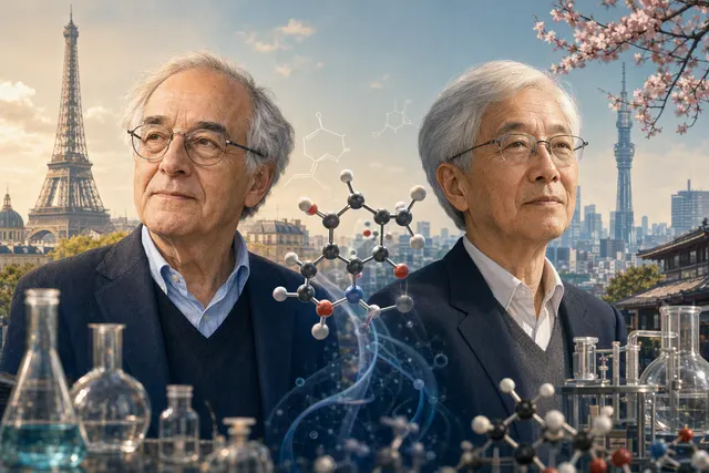 Editorial illustration for the 2026 Chemistry Nobel and the idea of molecular chirality.