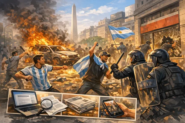 Fans clash with riot police and a water cannon near the Obelisk in Buenos Aires after Argentina's 1-0 World Cup final loss to Spain.