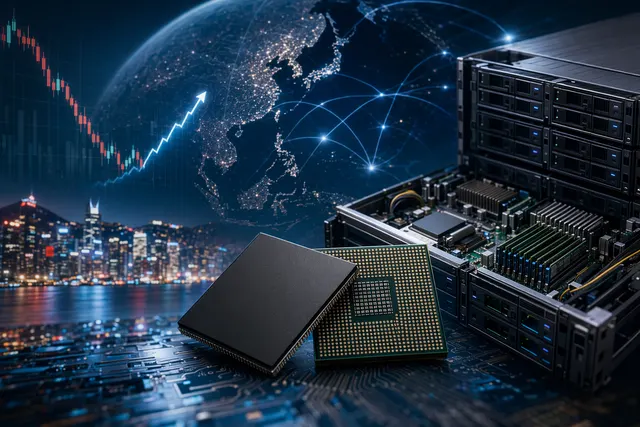 AI semiconductor and data center infrastructure concept representing SK Hynix memory chips and AI server demand