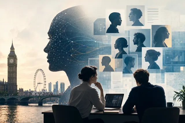 Concept illustration of AI voice interviews and expertise matching replacing traditional CV-based hiring